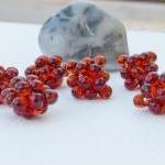 Red Small Beaded Beads Lampwork Style Topaz (8)..