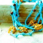 Spring Fashion Turquoise Orange Brown Crochet..