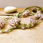 Spring Fashion Honeysuckle Green Pink Crochet..