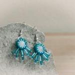 Teal Winter Fashion Jewelry. Opal Bead Wrapped..