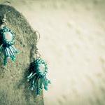 Teal Winter Fashion Jewelry. Opal Bead Wrapped..