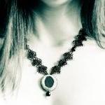 Black Lace Fashion Bead Woven Necklace With..