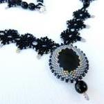 Black Lace Fashion Bead Woven Necklace With..