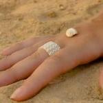 White Band Bead Woven Custom Ring. Bridesmaid Gift..