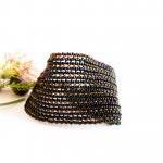 Fantasy. Glamour Black Bead Woven Cuff / Bracelet...
