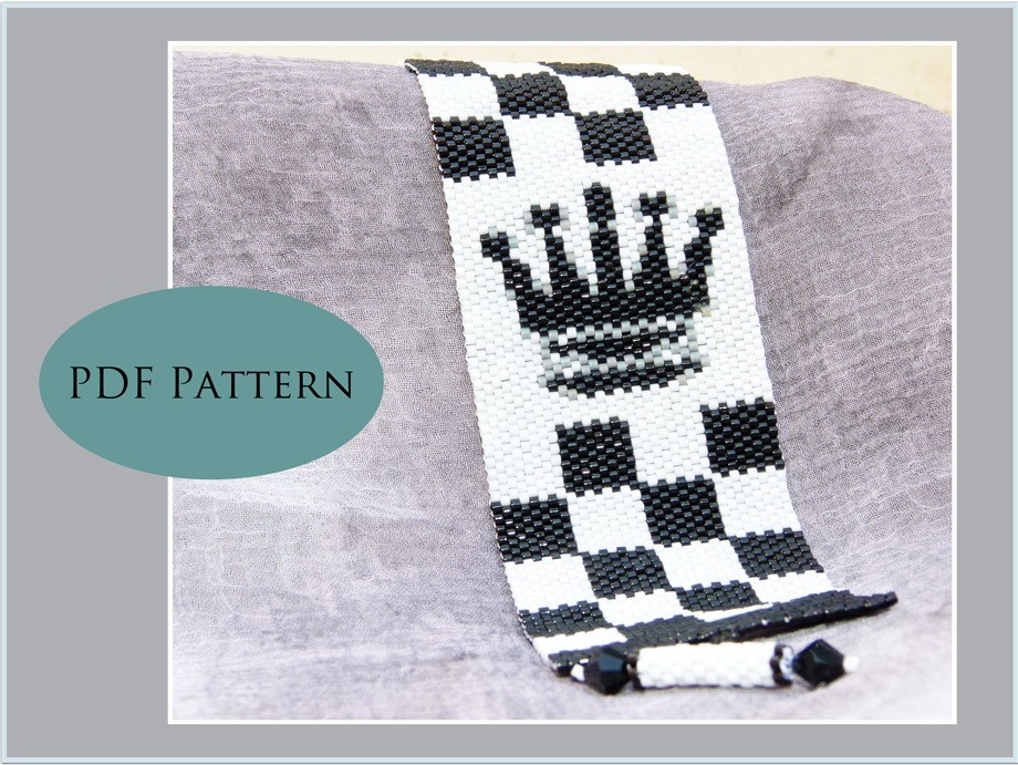 Black Queen Peyote Bracelet / Cuff - Pdf Pattern For Personal Use Only
