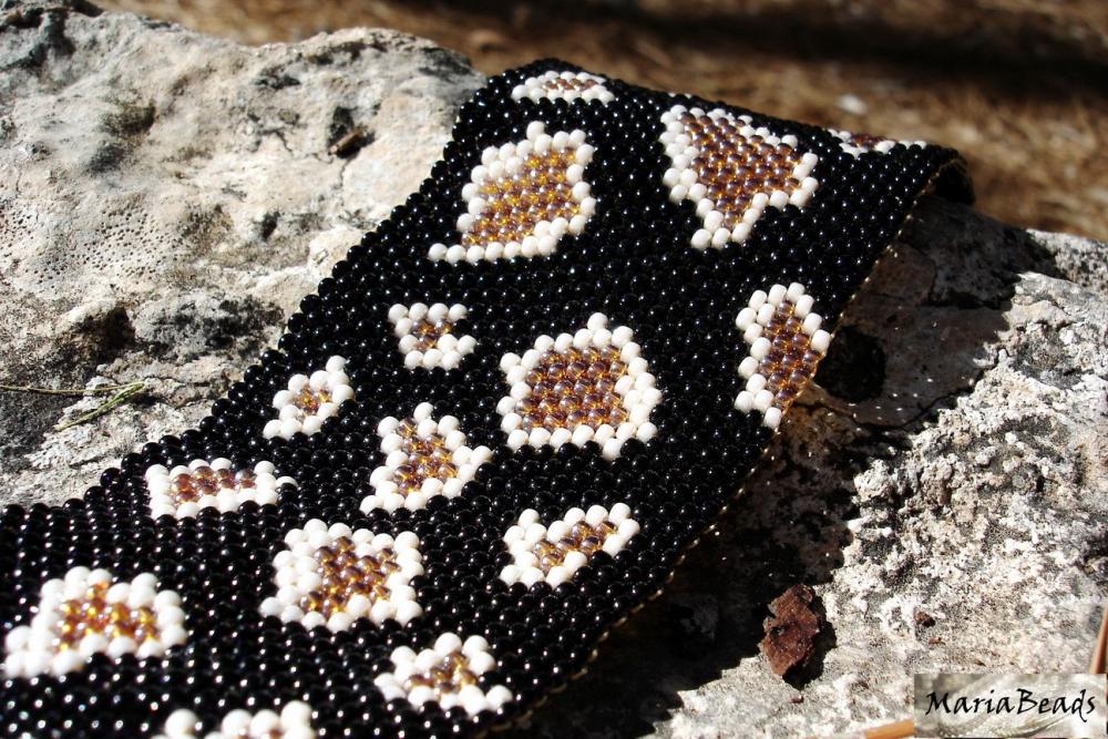 Ooak Snake Skin Natural History. Beadwoven Cuff / Bracelet, Texture Fashion Jewelry. Woodland