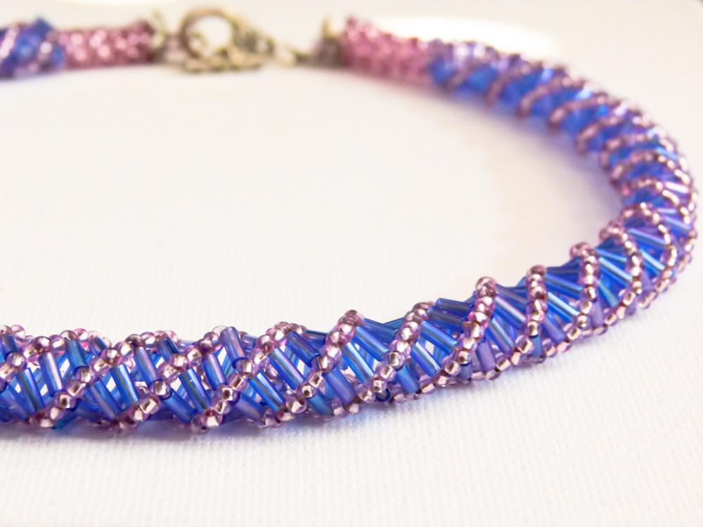 Boho Chic Sapphire Blue Amethyst Spiral Choker. Mother Day Gift Idea. Statement Jewelry