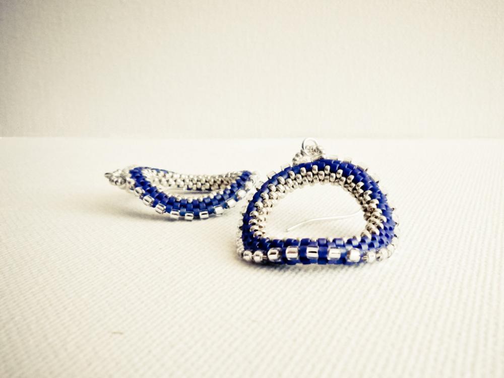 Sapphire Blue Original Dangle Earrings. Winter Office Fashion Jewelry