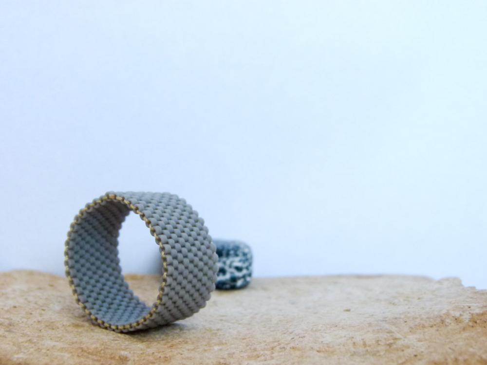 Unisex Minimalist Custom Ring. Bead Woven Band. Gift Idea Under 25