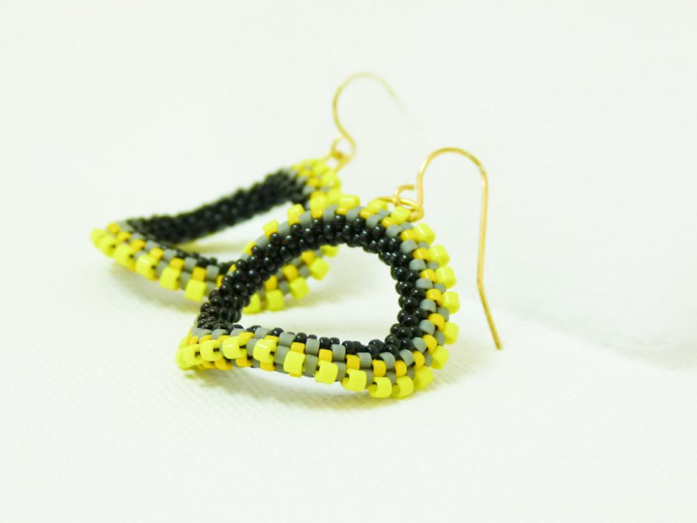 Urban Chic Yellow Grey Black Original Hoop Earrings. Modern Jewelry Tbteam