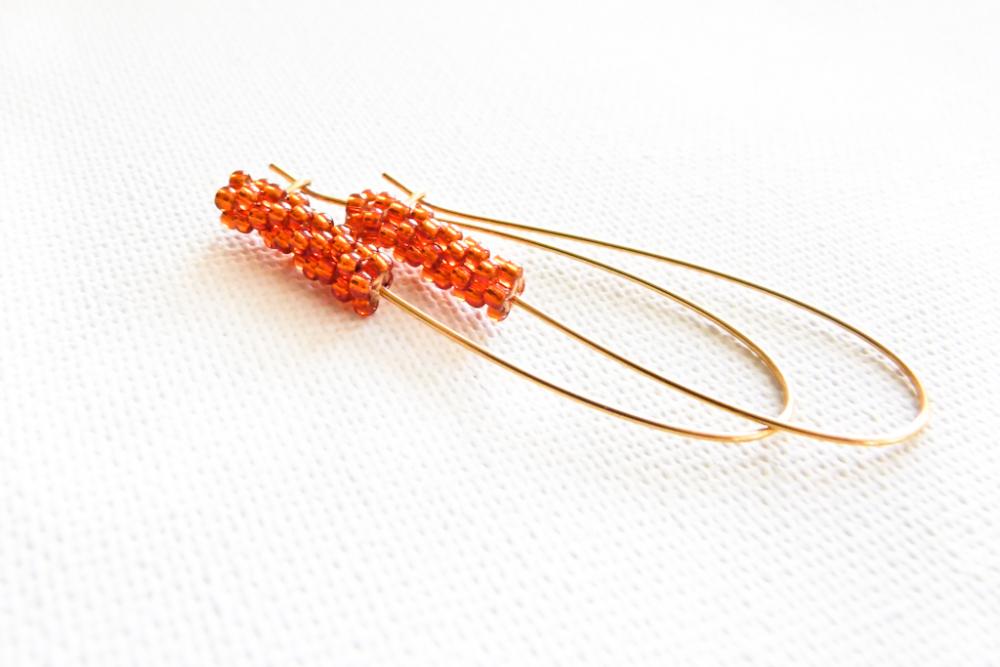 Burnt Orange Chic Earrings. Spring Summer 2012 Beaded Beads Jewelry